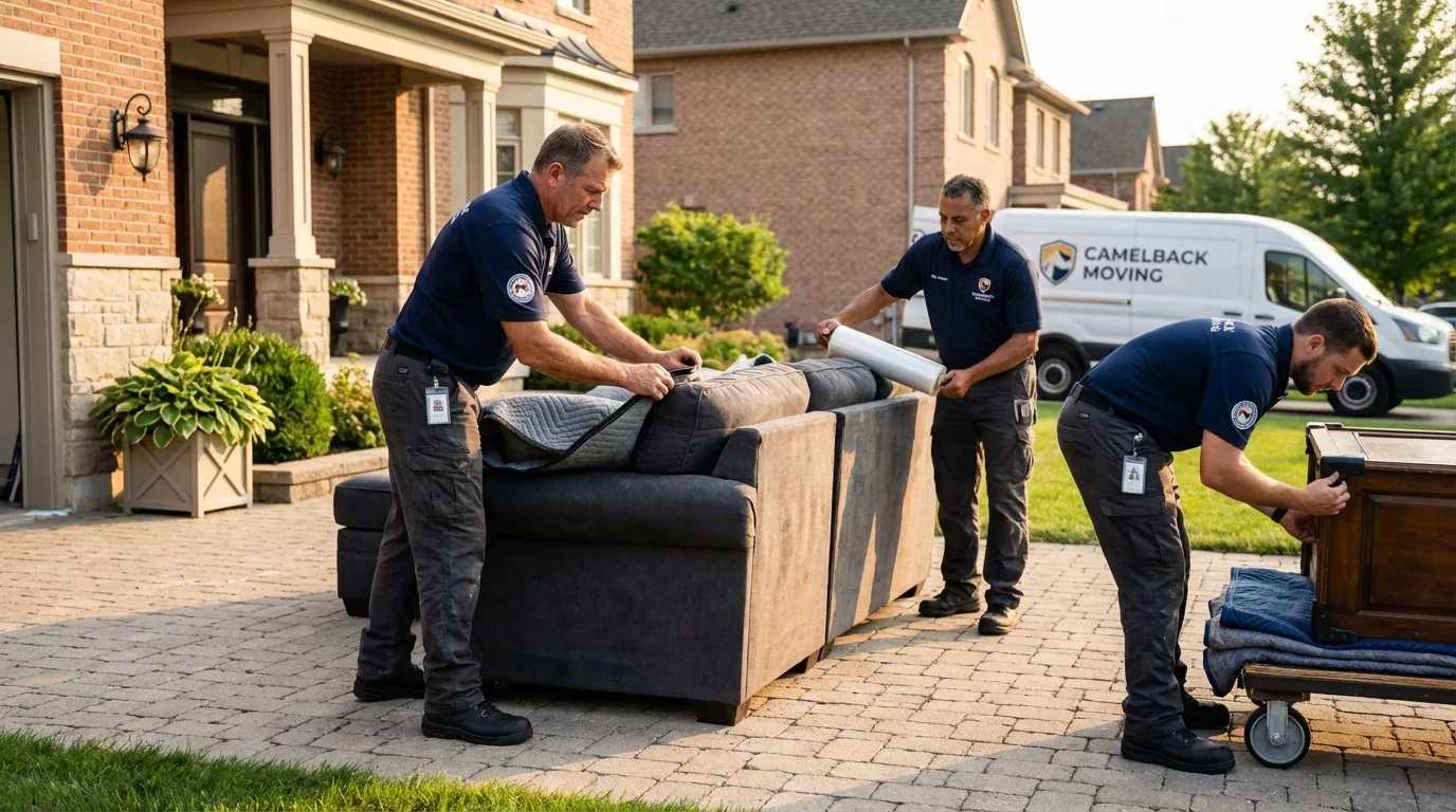 Large estate moving crew wrapping furniture in Hazel Green, WI